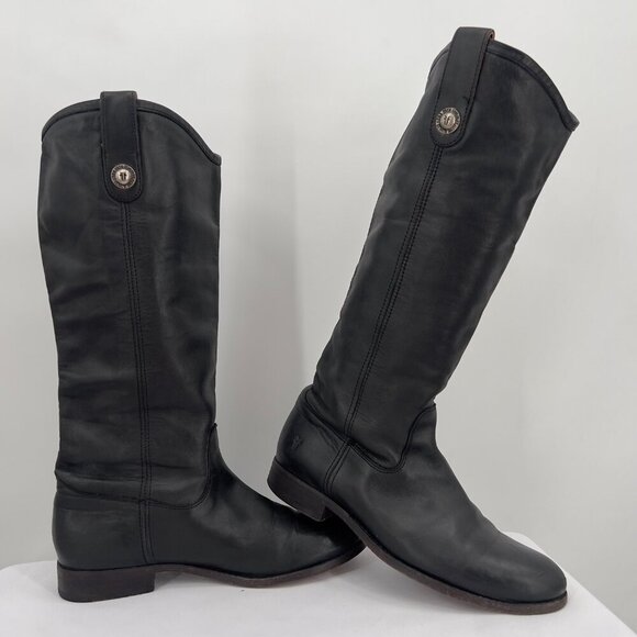 The Frye Company Black Leather Tall Riding Boots Women’s Size 7B - Picture 1 of 14